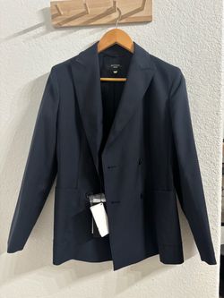 Weekend Max Mara Nervoso Double Breasted Blazer Navy Virgin Wool Size US 6 NEW