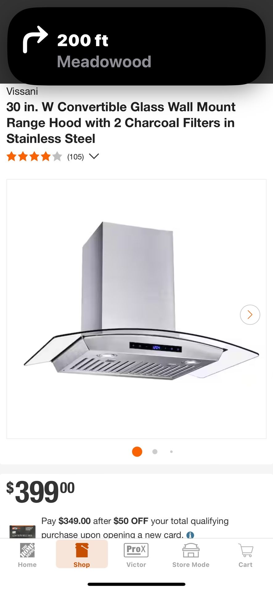 30 in. W Convertible Glass Wall Mount Range Hood with 2 Charcoal Filters in Stainless Steel