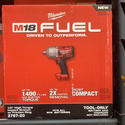 Milwaukee New 1/2” High Torque Impact Wrench 1400 Lb Tool Only