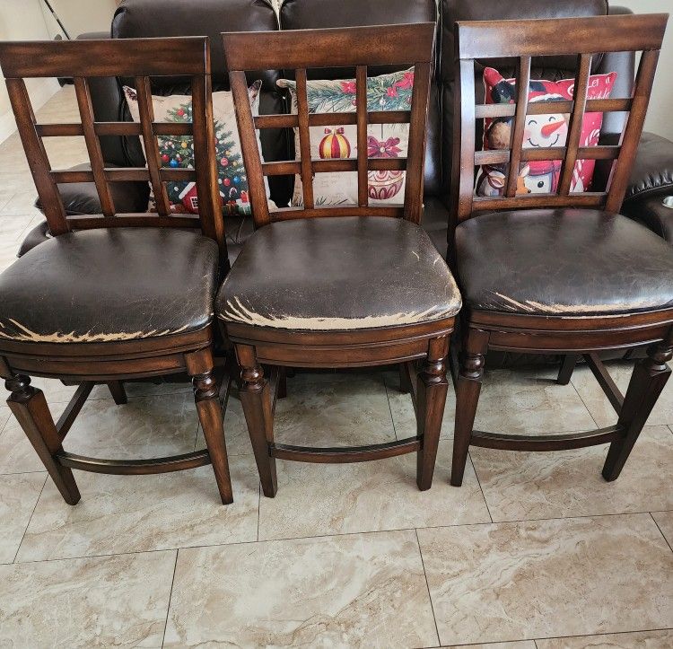 SOLID WOOD BAR STOOL SET OF 3 