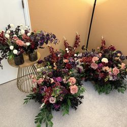 Complete Faux Floral Wedding Set - 23 Centerpieces + Large Arch Florals + Mirror Piece