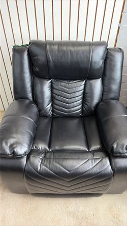 Black Leather Power Recliner Chair