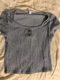 Grey Striped Crop Top