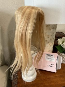 MY-LADY Human Hair Toppers for Women Real Human Hair Thin 10 * 12CM Silk Base with Lace 130% Density Clip in Straight Remy Hairpieces 18 Inch Golden B