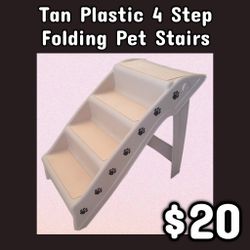 NEW Tan Plastic 4 Step Folding Pet Stairs: Njft