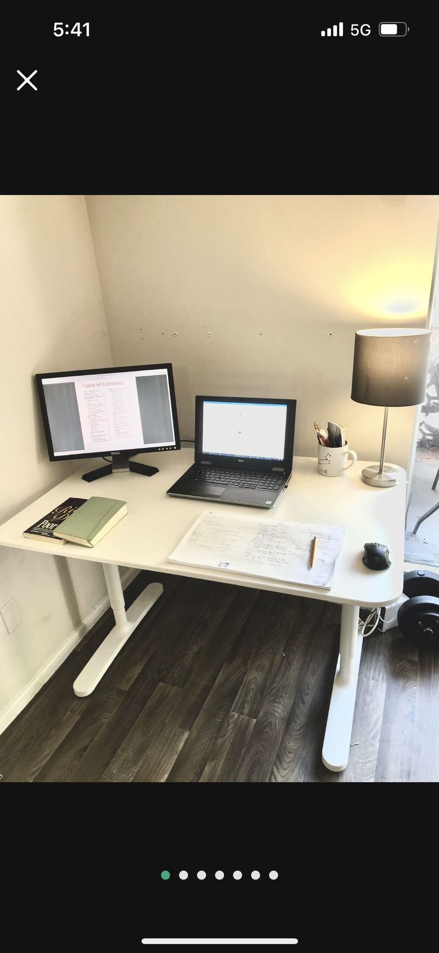 BEKANT IKEA office white desk — 47 1/4” x 31 1/2” w/ adjustable height.