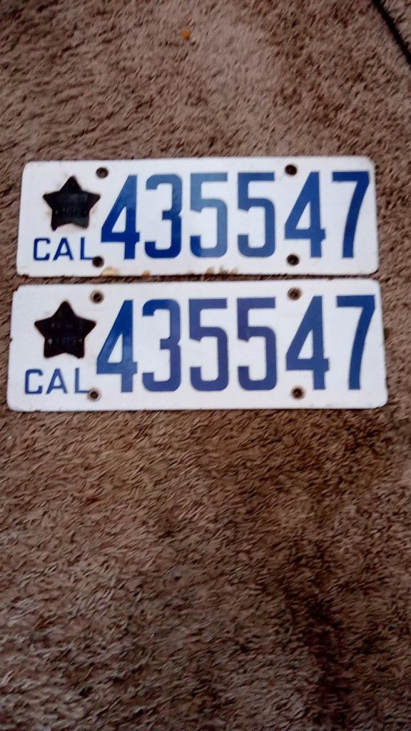 Pair 1919 Porcelain Sheriff License Plate
