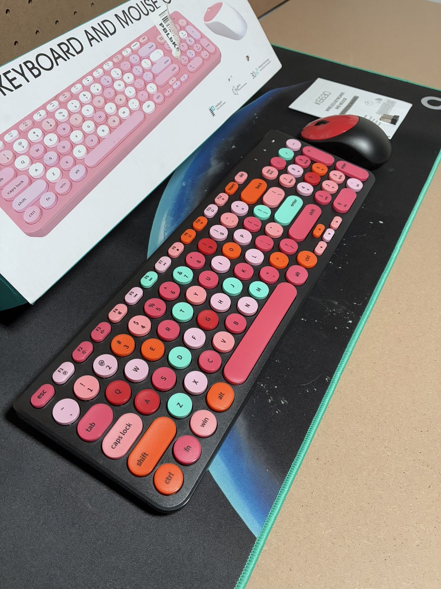 NEW Wireless Keyboard & Mouse Combo, Black Colorful