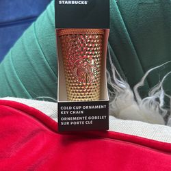 Starbucks Gold Ornament Keychain
