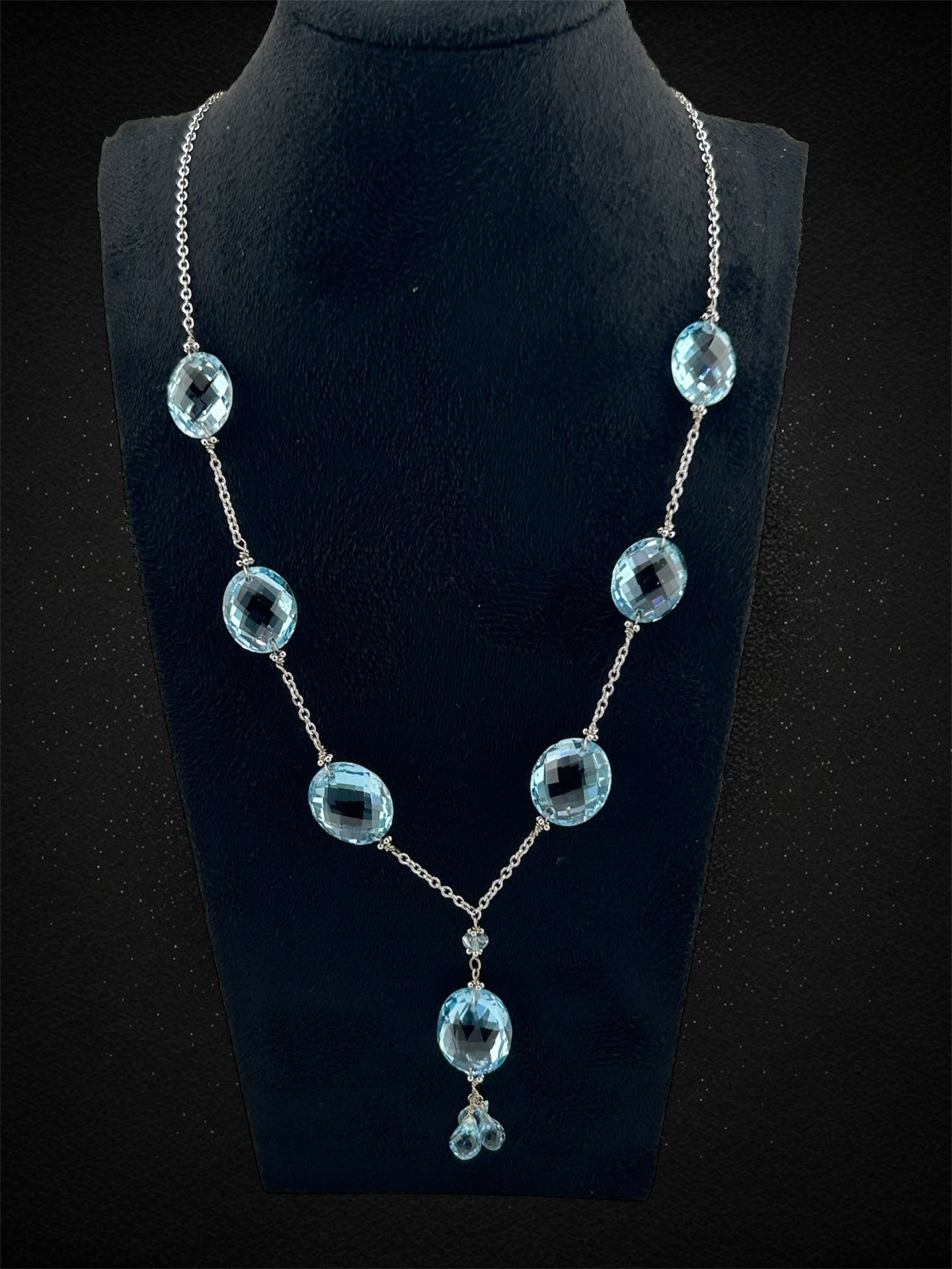 14k White Gold Color Stone Pendant 