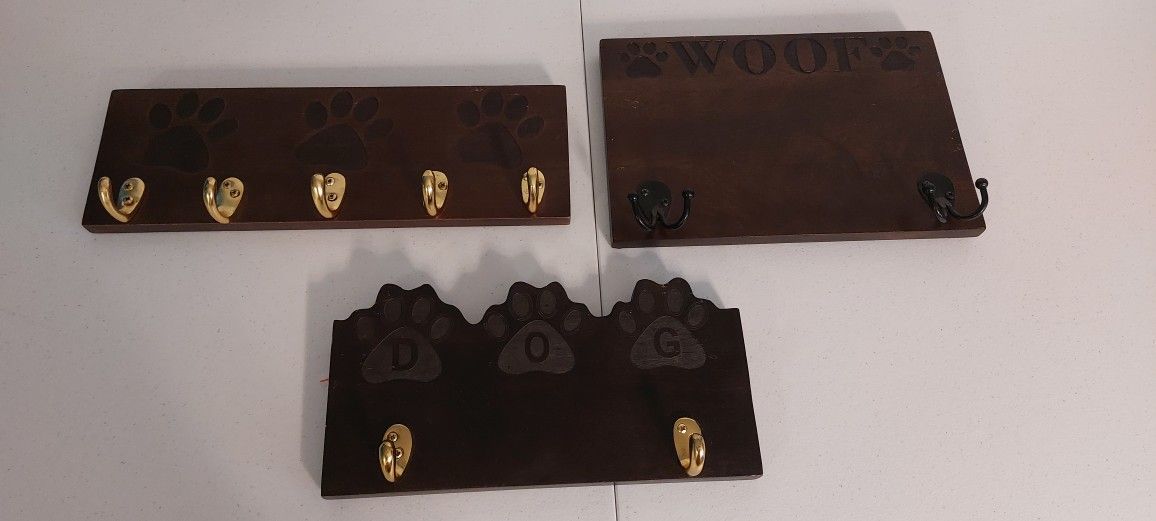 Wooden Dog Wall Hook Lot