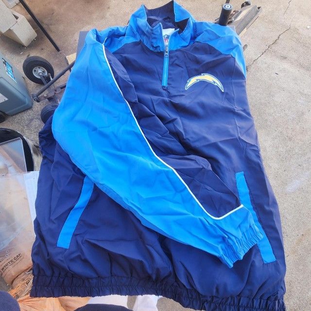 Blue Chargers embroidered quarter zip windbreaker