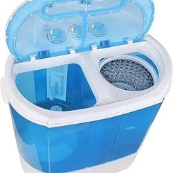 Portable Washer Compact Twin Tub 9.9 LB Mini Top Load Washing Machine Washer/Spinner w/ 6.57 FT Inlet Hose