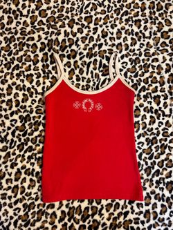 authentic chrome hearts red horseshoe tank top❤️🤍