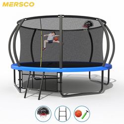 🔥Brand new in Box 🔥12ft Pumpkin Trampoline for Kids and Adults, Outdoor Trampoline with Basketball Hoop Enclosure Net Storage Bag,Jumping Trampoline
