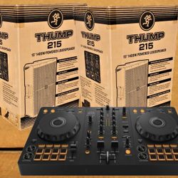 Mackie Thump Series Powered Speakers 15" PA System 2800 Watts Pioneer DJ DDJ-FLX4 Rekordbox Serato Controller 2 Ch Mixer Package 🚨 No Credit Needed🚨