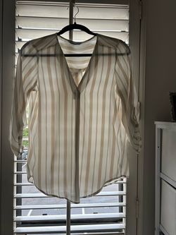 Striped Sheer V-Neck Blouse