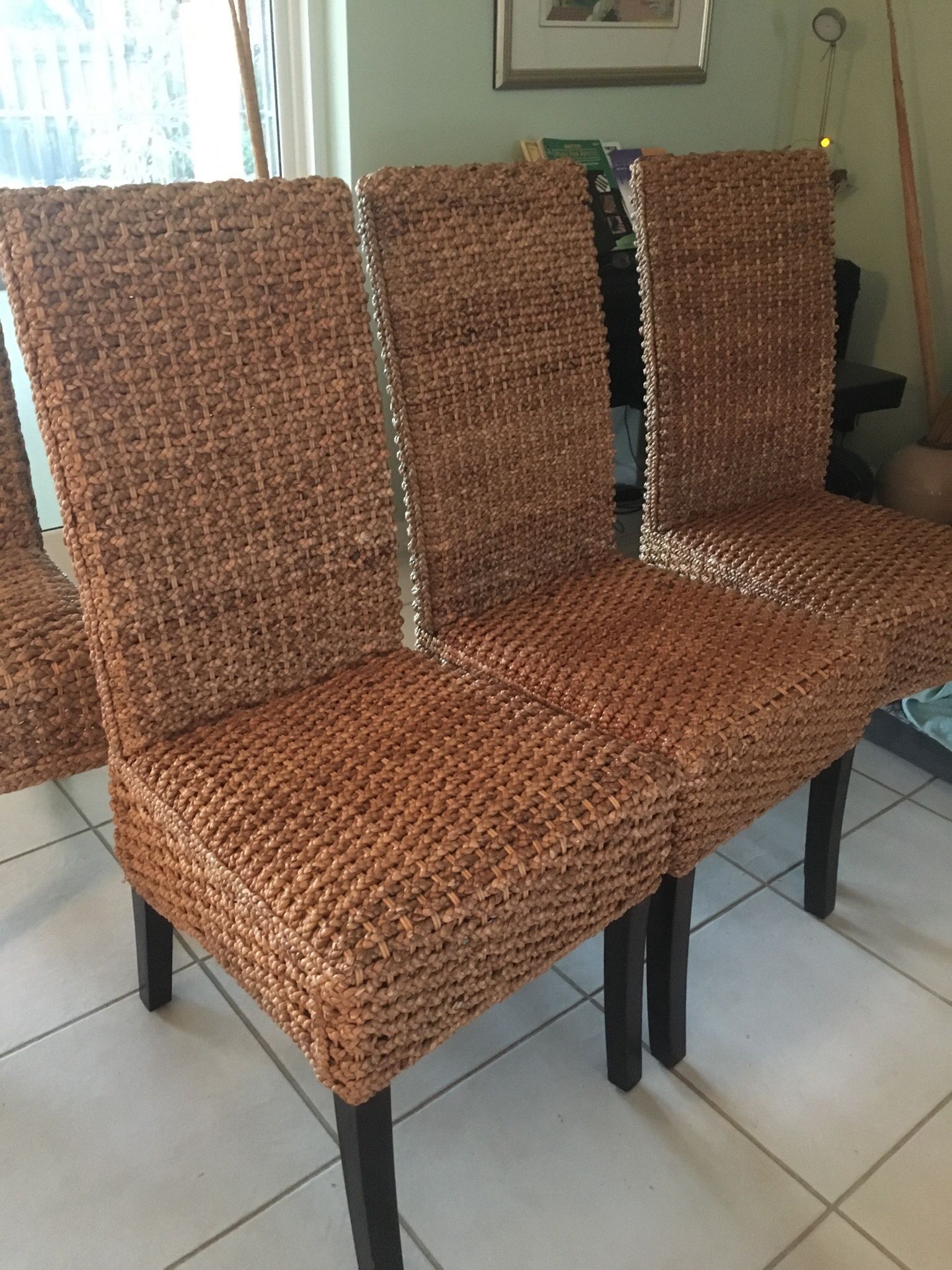 4 Seagrass Chairs . From pottery Barn. Original Price $349 Per Chair. Offering All 4 For $550.