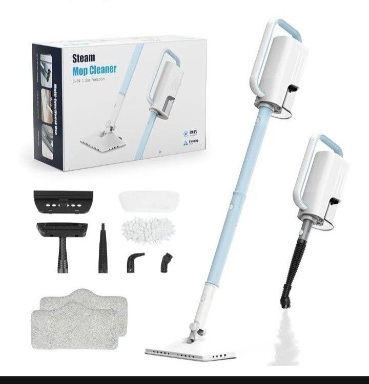 Steam Cleaner 6 in 1 Rotated Steam Mop Cleaner with 2 Modes, 2 Microfiber Pads, 400ML Removable Tank, 23FT Power Cable, Detachable Steam Mop for Floor
