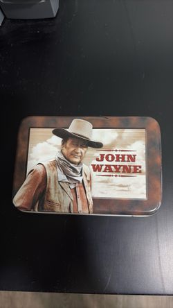 John Wayne collectible playing cards two sets in a tin .
