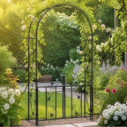 Steel Garden Arch, 7'6" High x 3'9" Wide, Garden Arbor for Various Climbing Plant, Outdoor Garden La