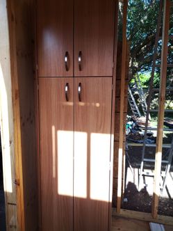 Tall Wooden Storage Cabinet with Four Doors