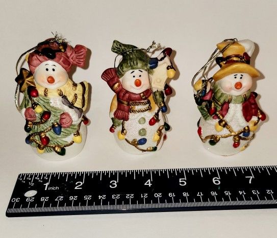 3 like new snowman ornament set