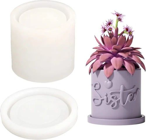 NEW Concrete Planter Mold with Tray - DIY Succulent & Candle Pot Silicone Mold