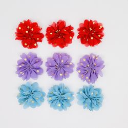 Chiffon flower with gold dots, fabric flower for headband   