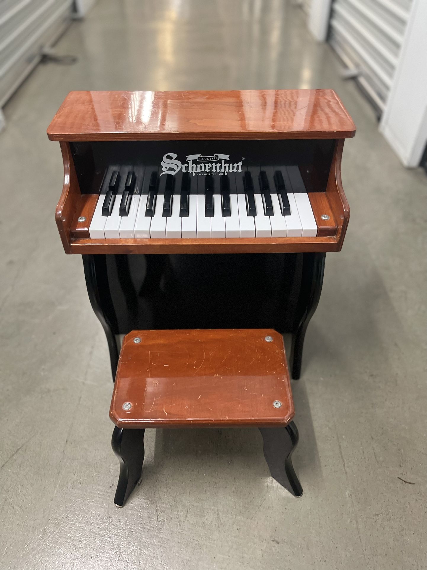 Schoenhut Toy Piano 2505MB 25 key Mahogany & Black Elite Spinet with Bench