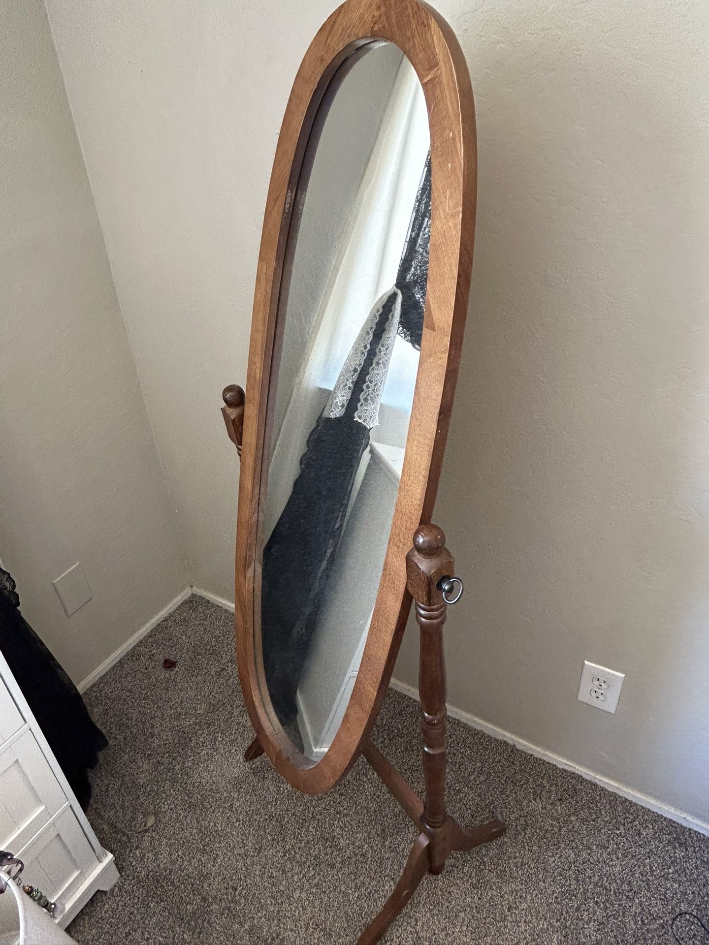 Vintage Wood Standing Mirror
