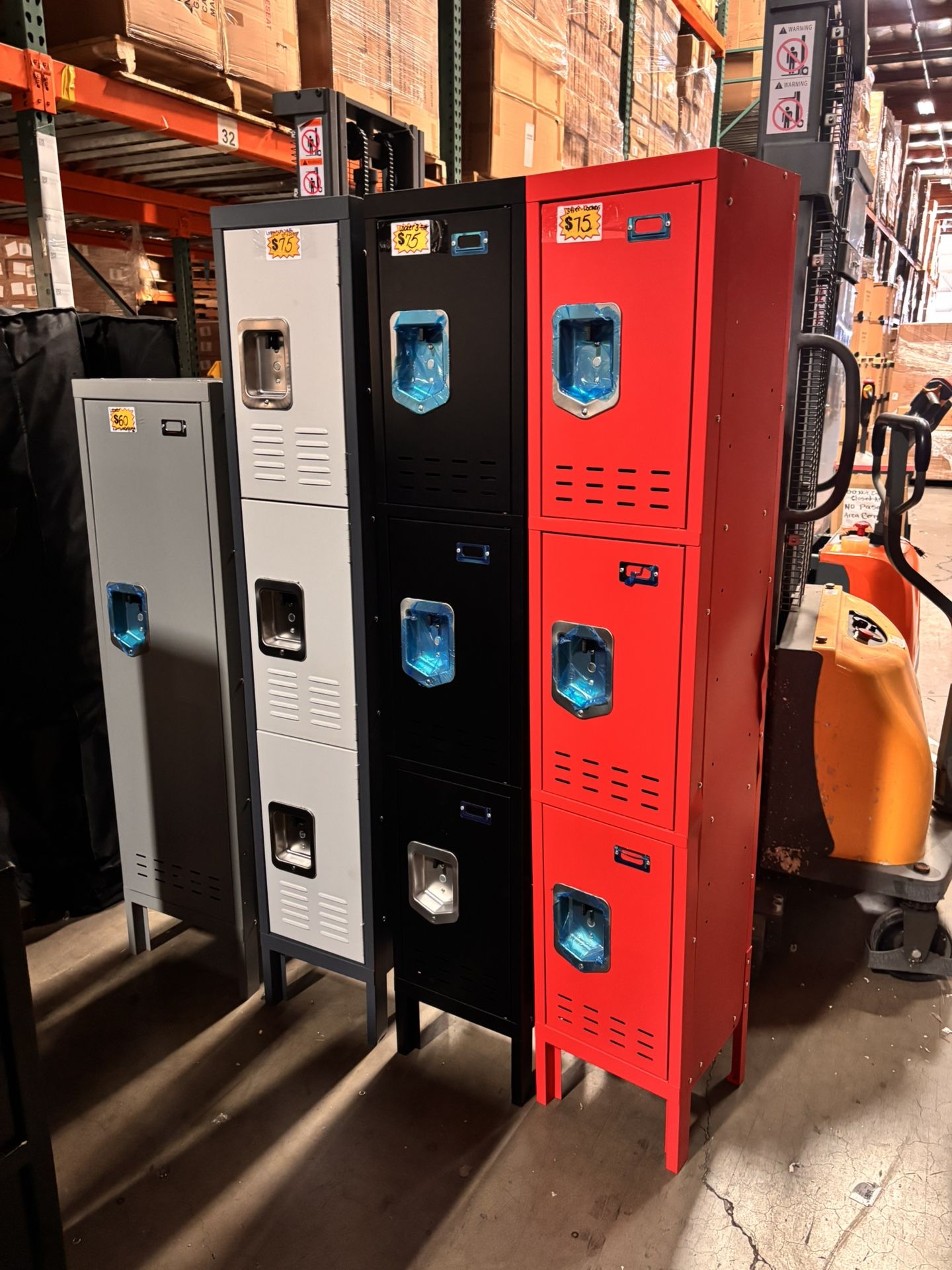 On Sale!! New 66” Assembled Metal Locker 3 Doors for Employee Gym Locker 3 Tier Shelves Storage Locker in