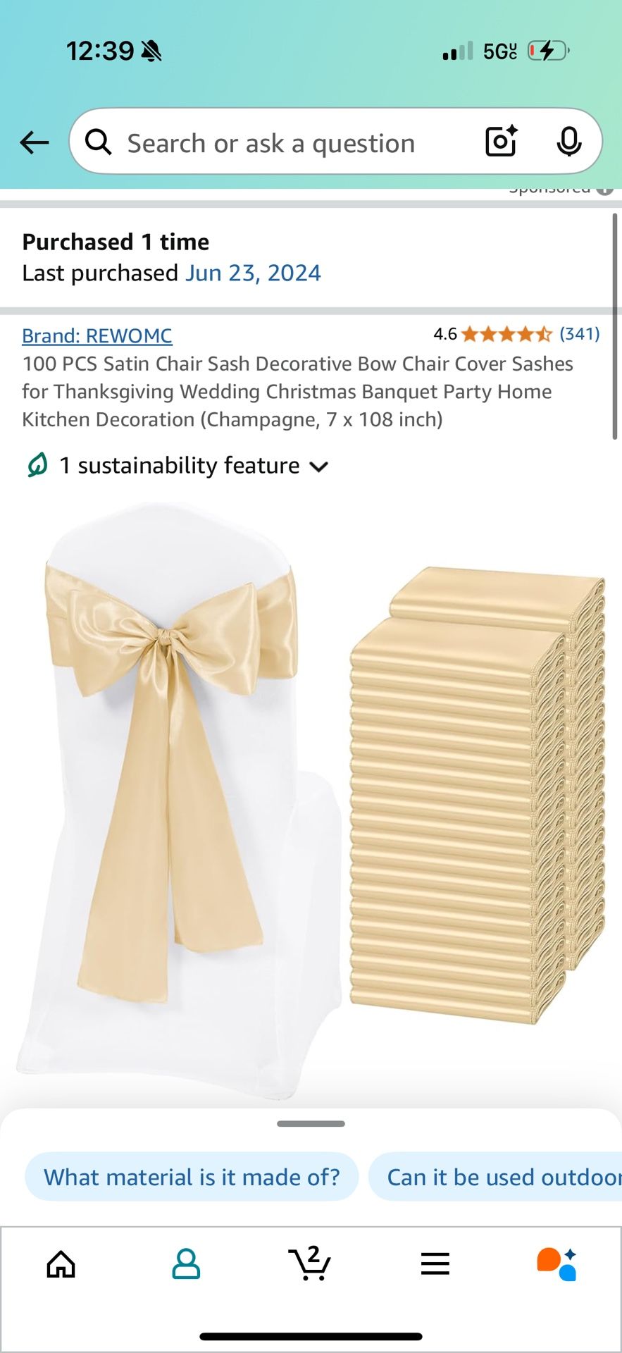 Gold Sashes For Chairs