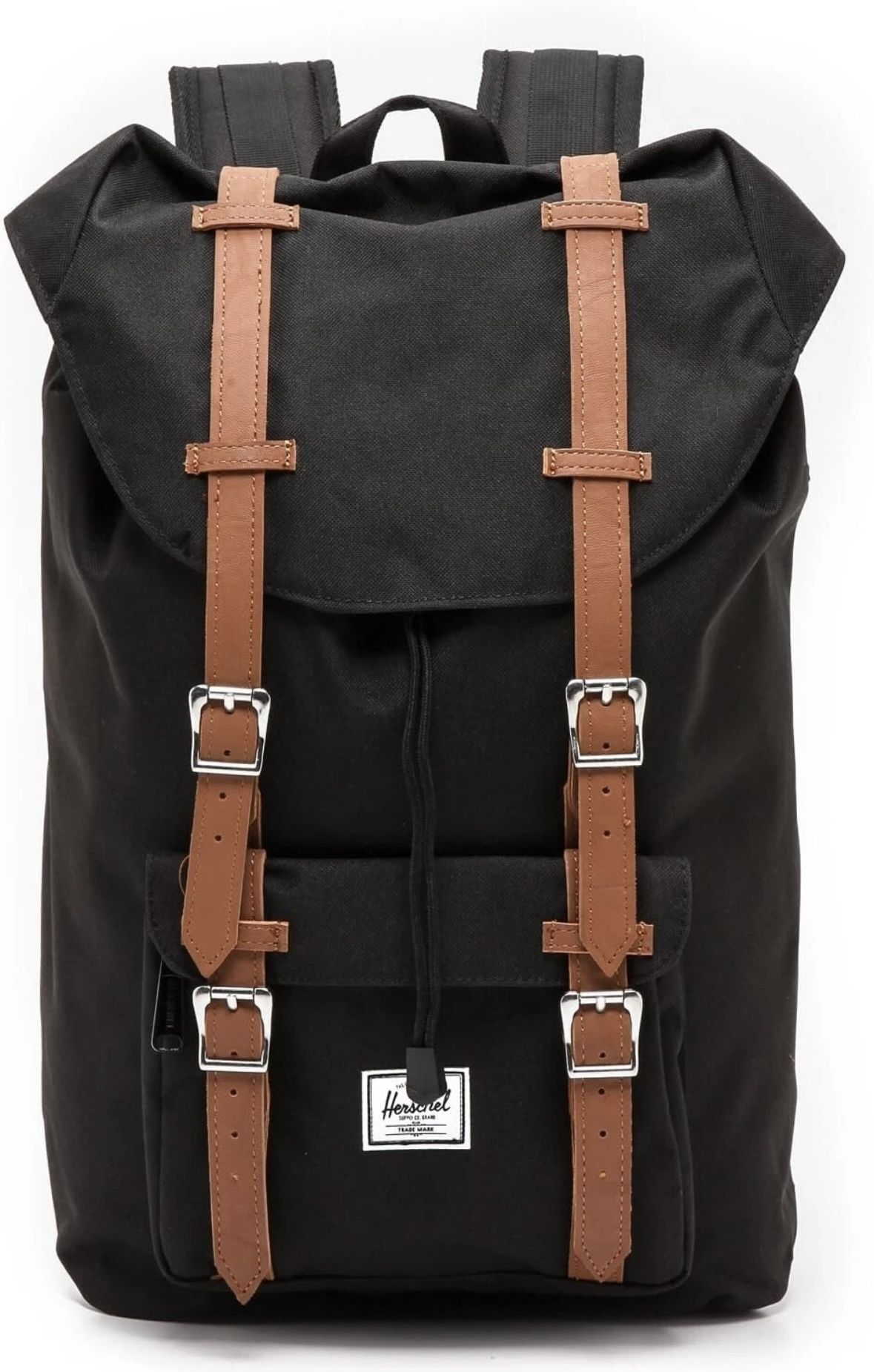 Herschel Little America Laptop Backpack 17L Black Tan Synthetic Leather