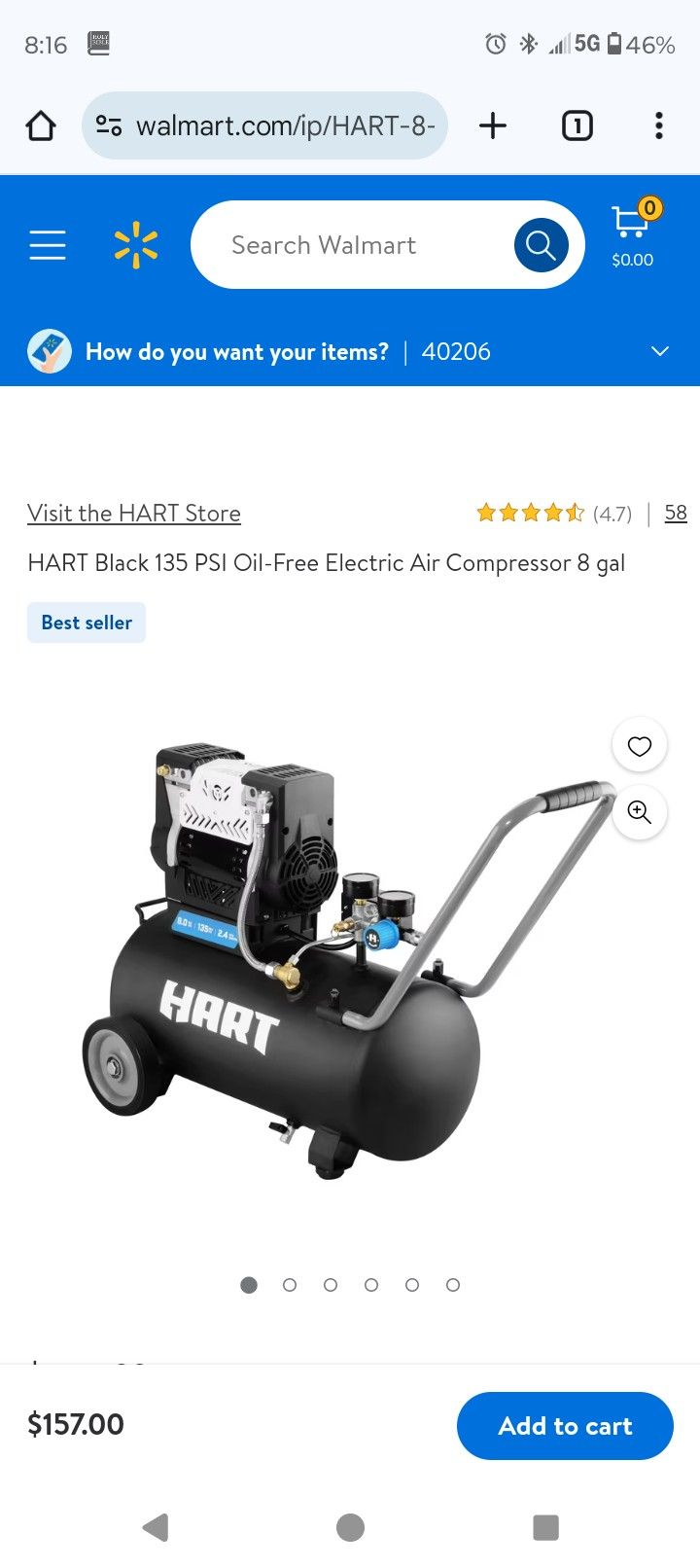 Heart 8 Gallon 135 PSI Air Compressor