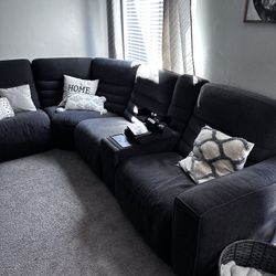 Sectional-Charcoal Gray-Recliner