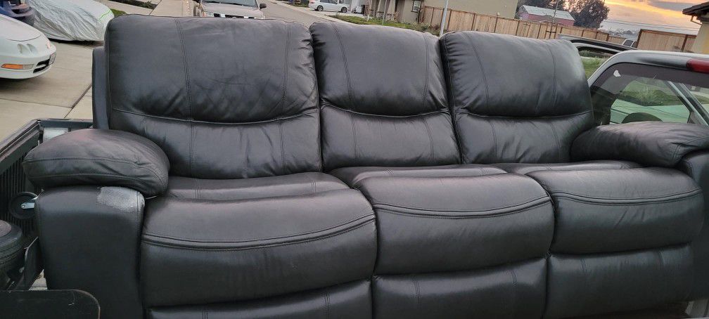 Electric Reclining Couch Sofa Grey Leather