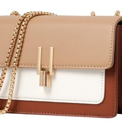 Color-Block Crossbody Bags for Women Leather Cross Body Purses Cute Designer Handbags Shoulder Bag M