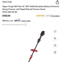 NEW Hyper Tough 20V Max 13" 20V 4.0Ah Brushless Battery