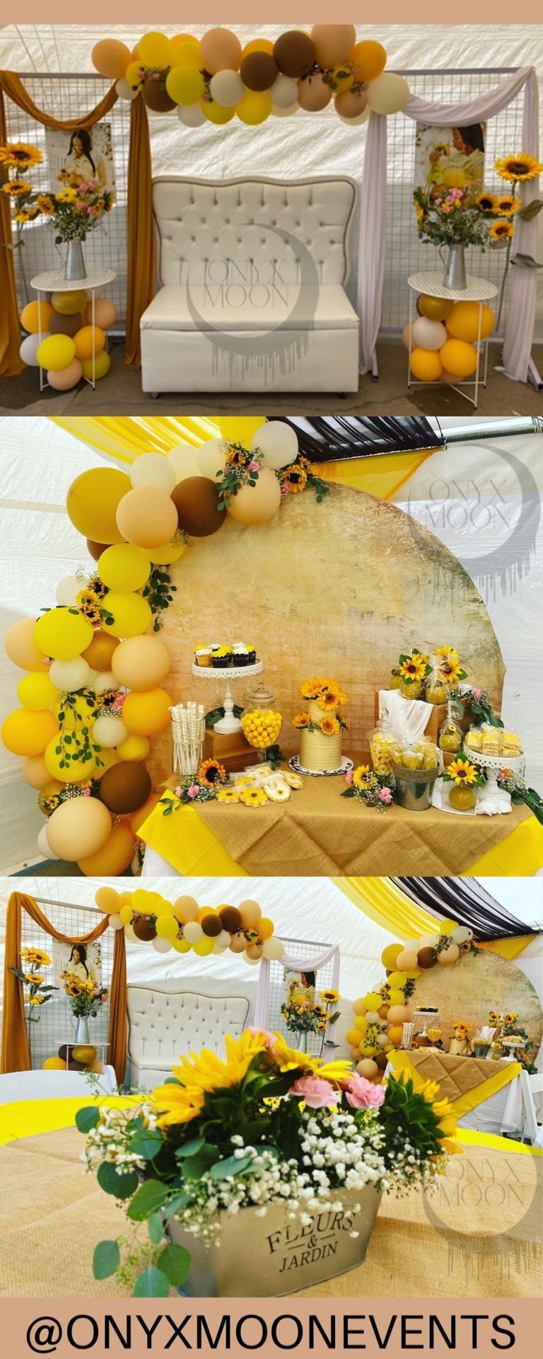 Sunflower Party Baby Shower Decorations setup Candy Table
