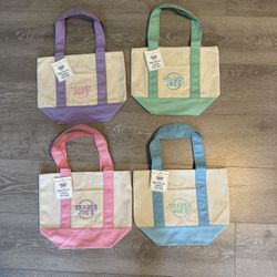 Trader Joe’s Pastel Mini Canvas Tote Bags New 