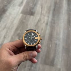 GUCCI G-Chrono XL YA101202 Black Dial Brown Leather Men's Watch 44mm