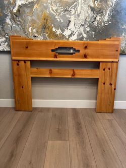 65” Queen Headboard- Southwest Style Solid Wood Knotty Pine Stepped Design
