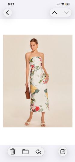 Commense strapless belted floral dress