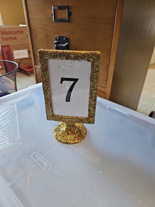 Gold Glitter, Numbered Table Markers - Weddings, Receptions & Parties! 1-28