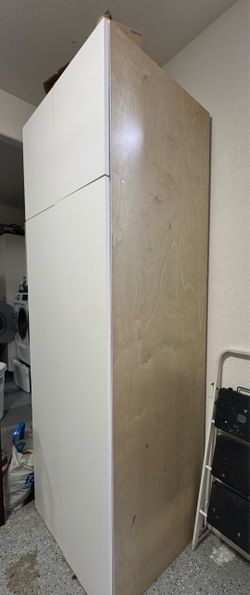 Tall White Storage Cabinet – 92" x 35" x 25" (Open Back)