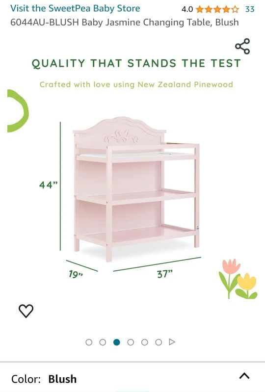 Blush Changing Table for Baby Girl