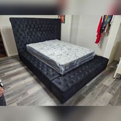 King or Queen size Storage bed frame Black color