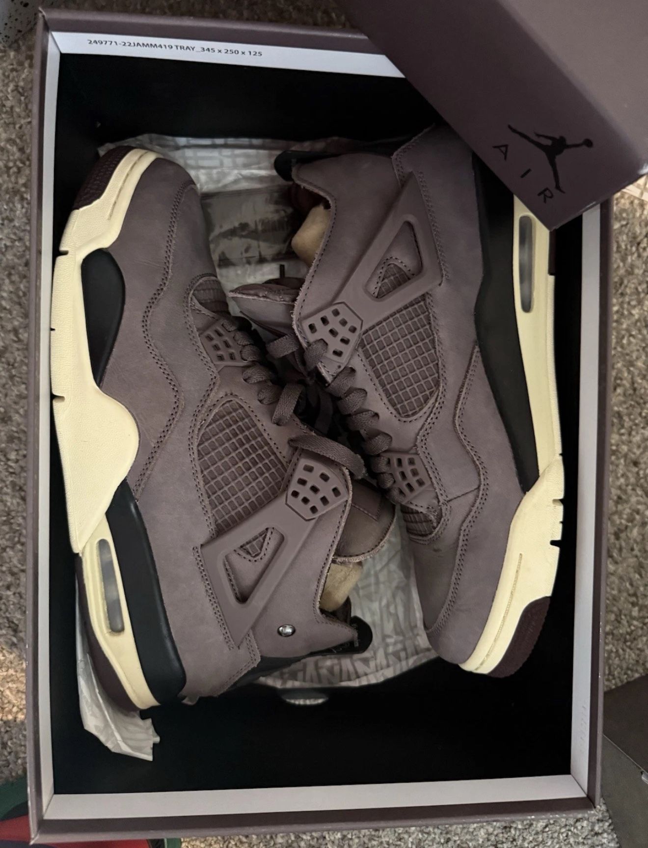 A MA Maniere x Air Jordan 4 Retro 'Violet Ore' Sneakers Size 10