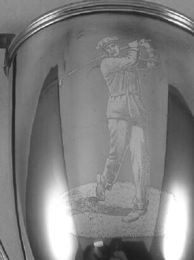 Beautiful 1916 Golf trophy Bass Rocks Silver Golfer